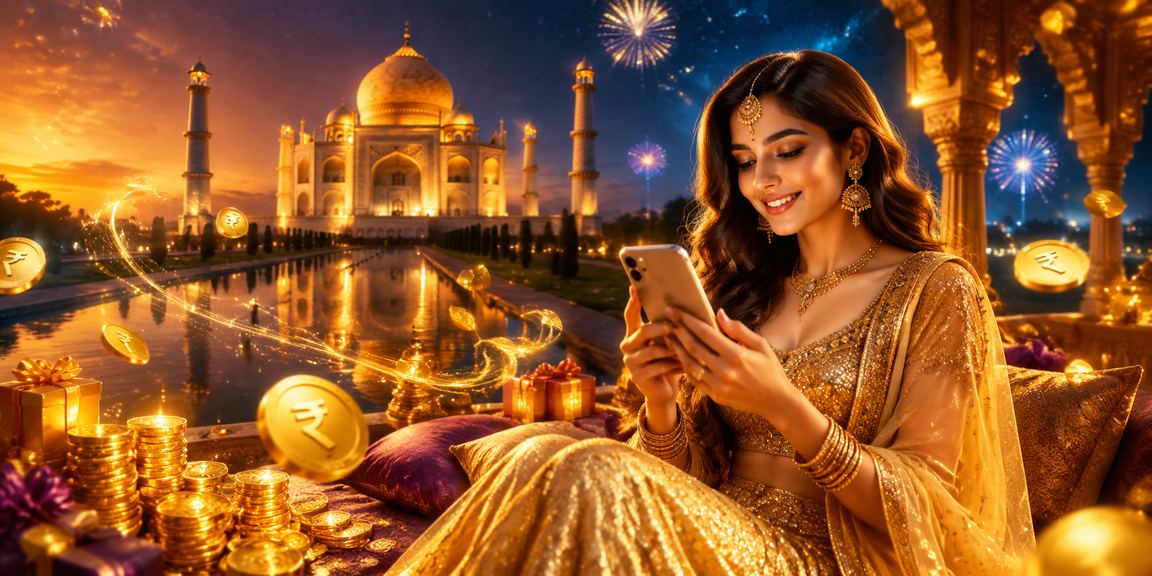Cultural fusion with Taj Mahal backdrop and mobile casino in India