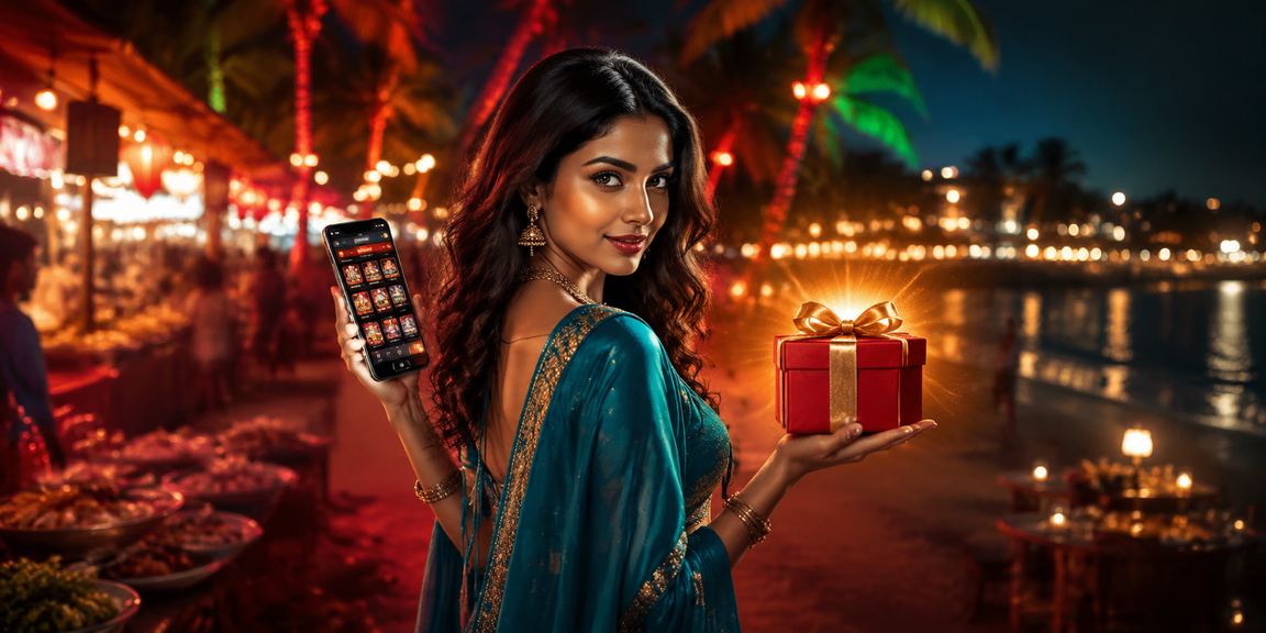 Goa deposit scene with saree and betting theme